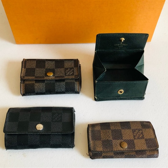 GENUINE SET OF (4) Louis Vuitton Damier Taiga Key Coin Case - Picture 1 of 16